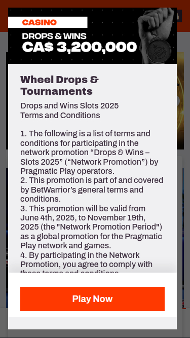 Promotions mobiles de Bet Warrior