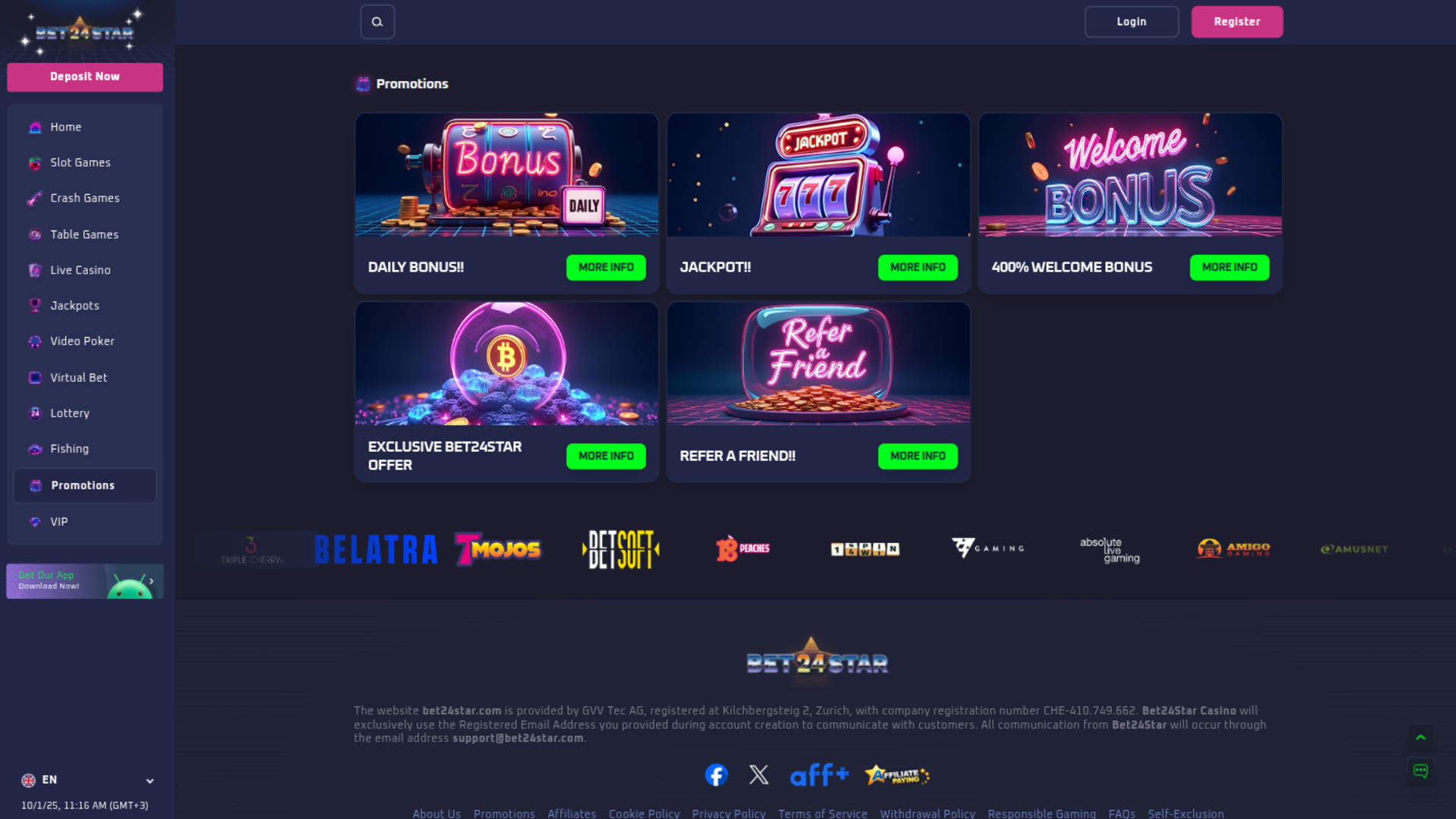 Promozioni desktop di Bet24Star Casino
