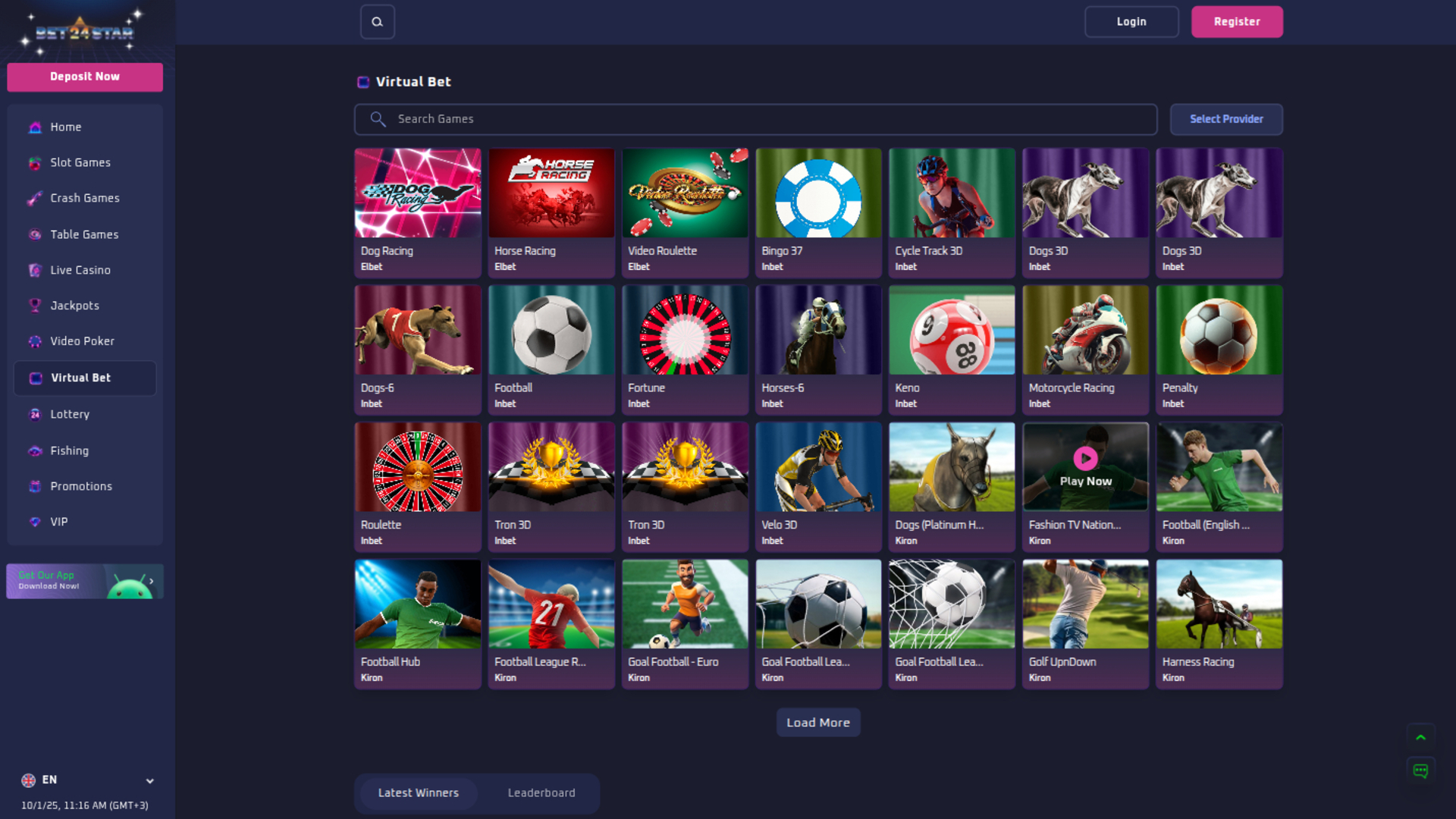 Scommessa virtuale desktop di Bet24Star Casino
