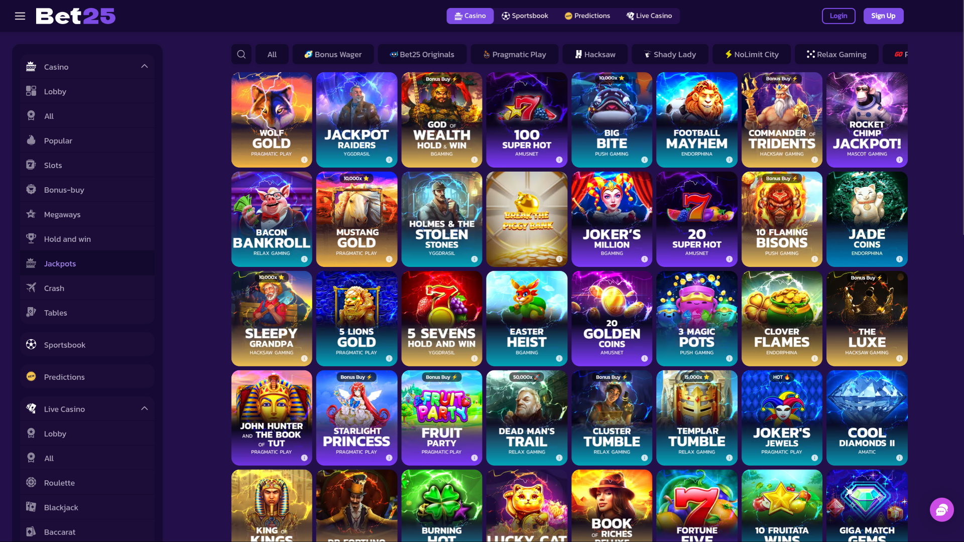 Bet25 Casino Jackpot Desktop