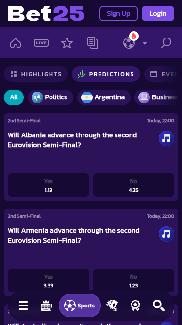 Bet25 Casino-Vorhersagen (Mobil)