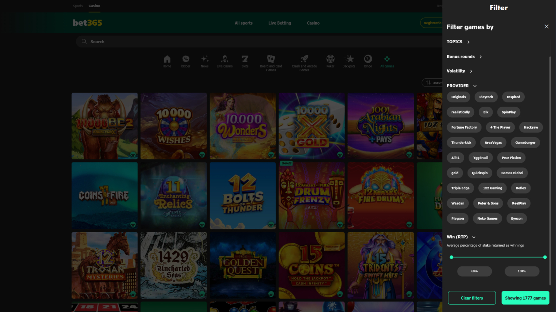 Sviluppatori di giochi desktop di Bet365 Casino