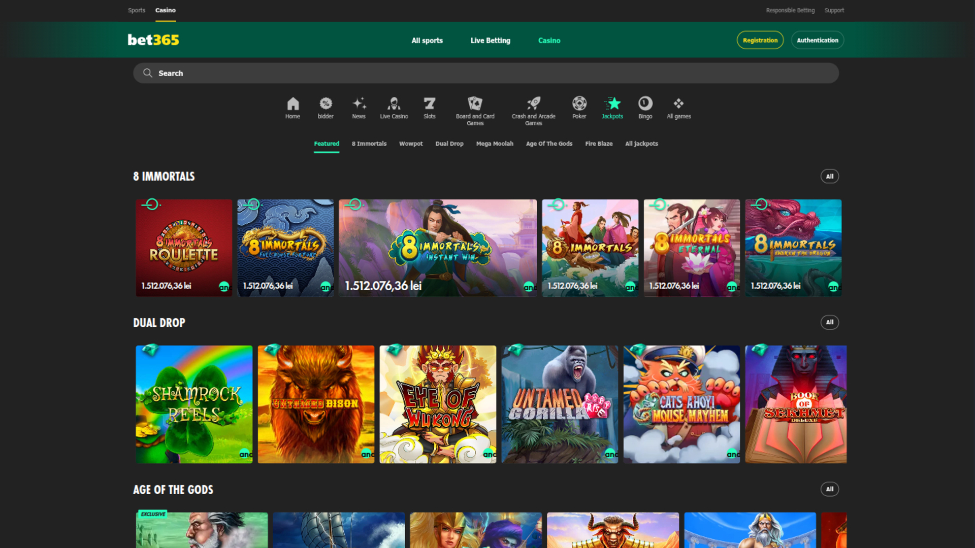 Jackpot desktop di Bet365 Casino