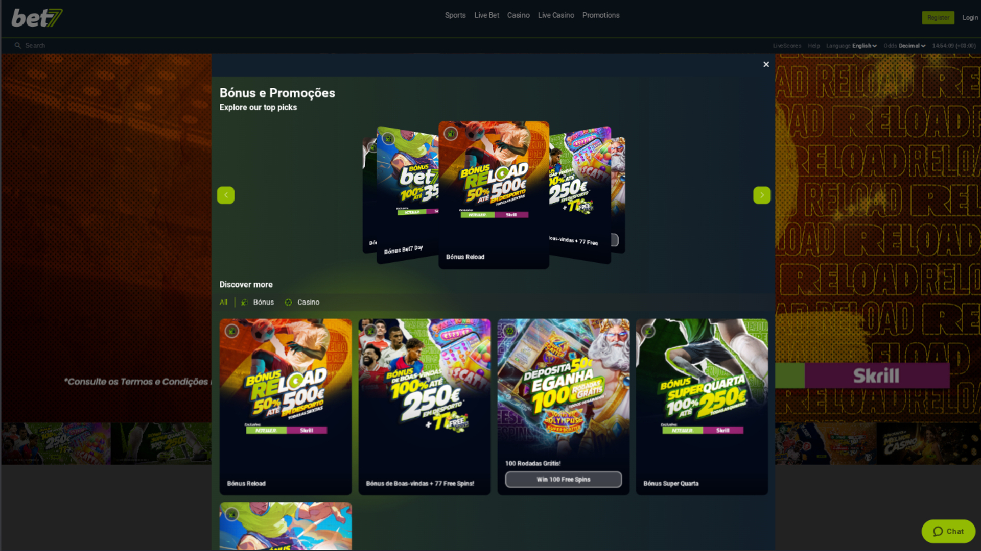 bet7 Casino Aktionen Desktop