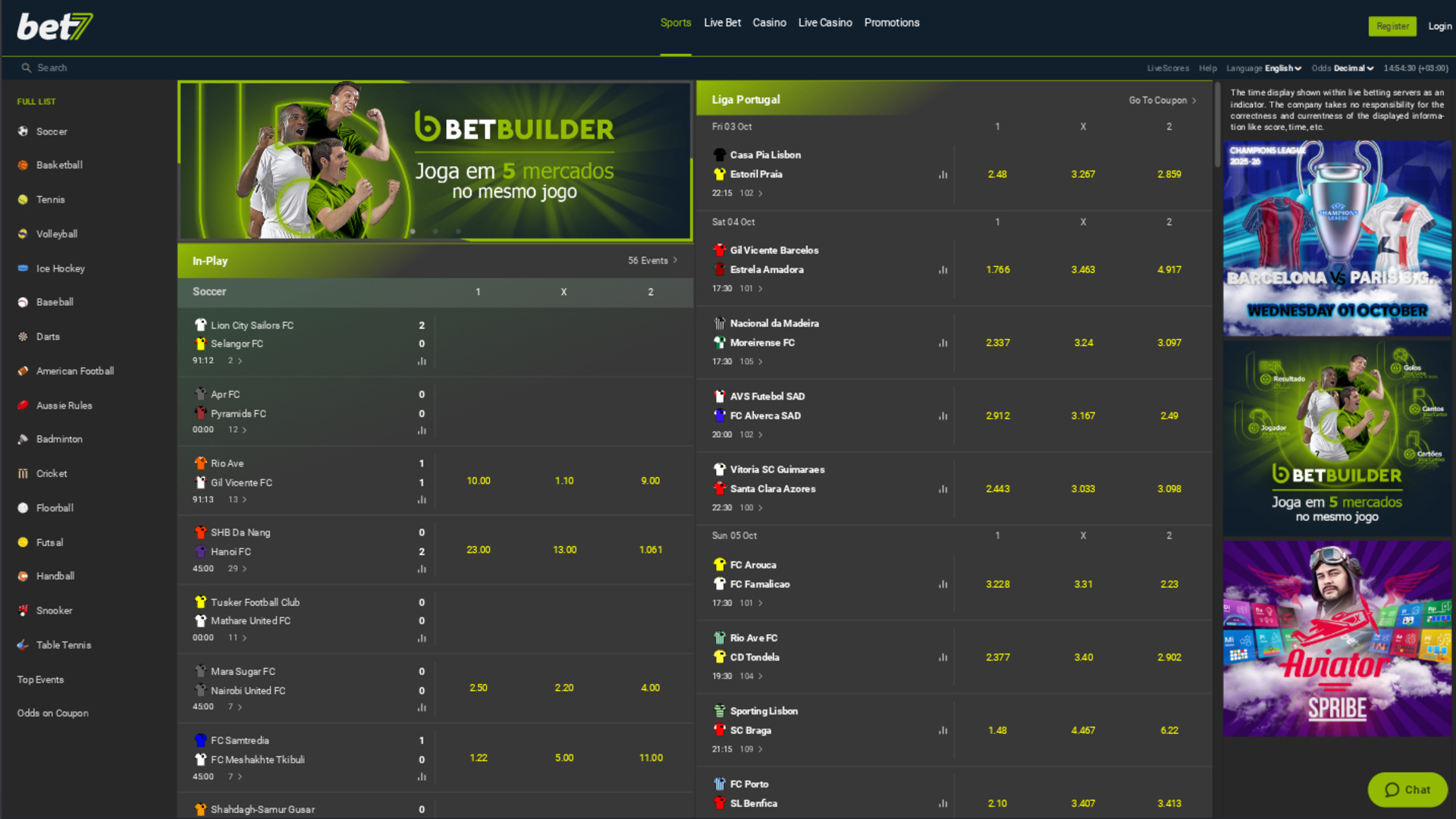 bet7 Casino Sportwetten Desktop