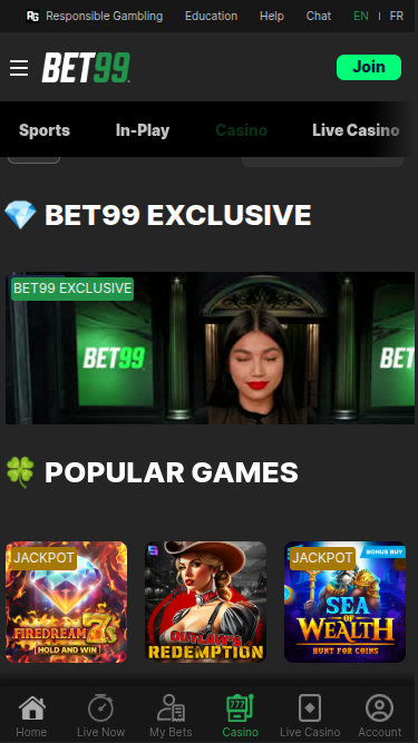 Juegos móviles de Bet99 Casino
