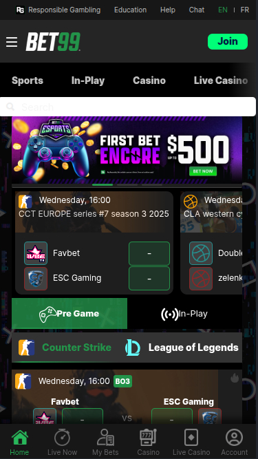 Deportes móviles de Bet99 Casino