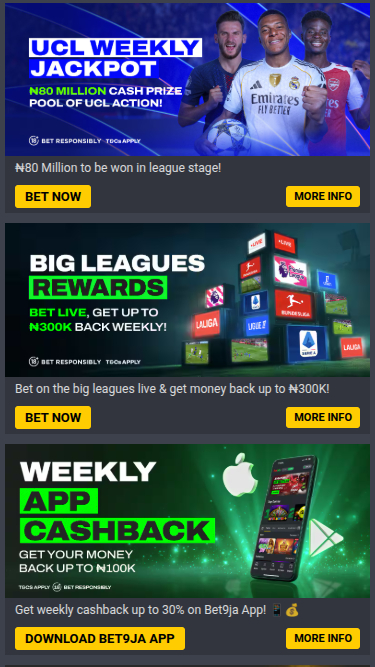 Promotions mobiles de Bet9ja Casino