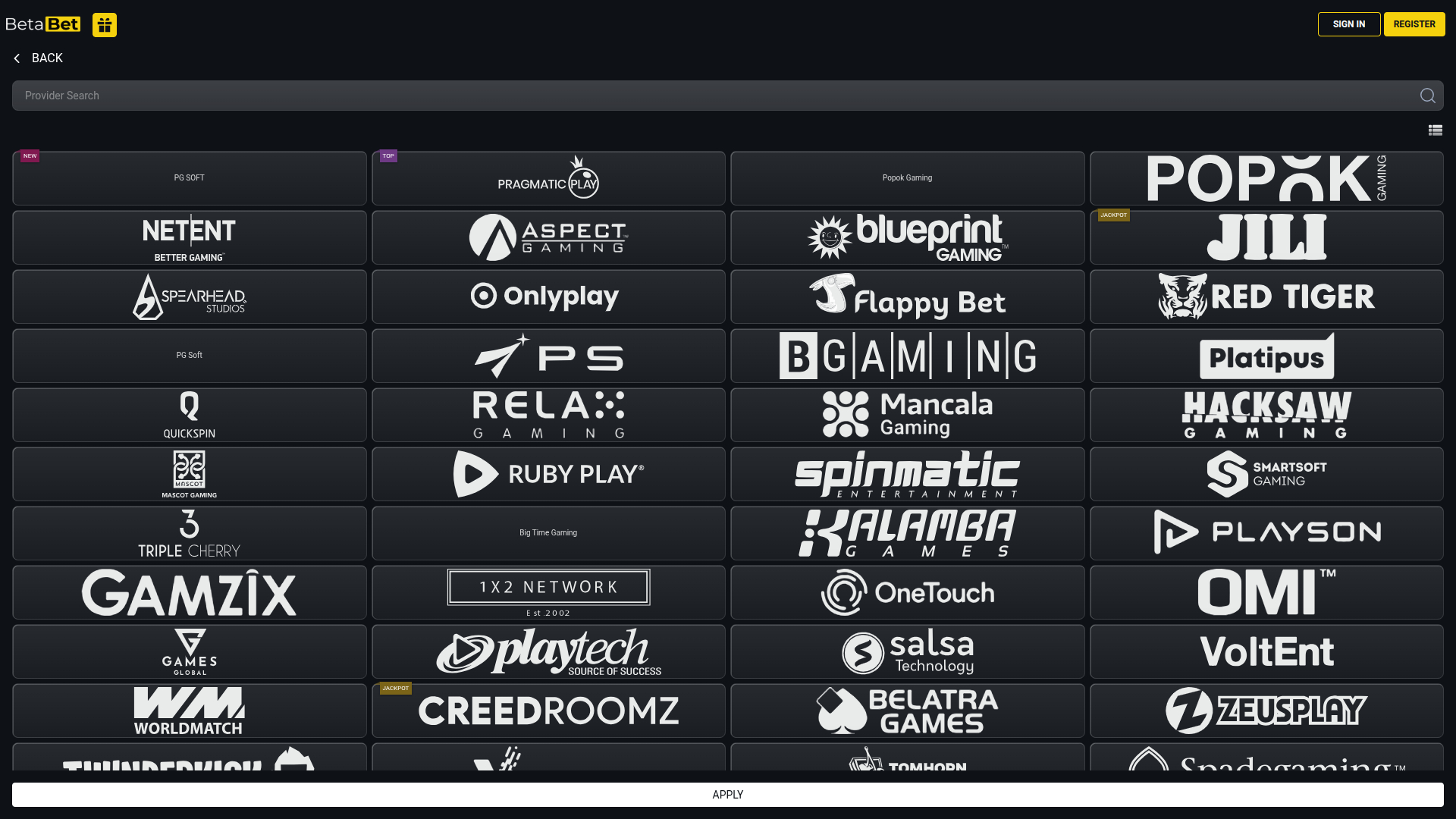 Développeurs de jeux de bureau de BetaBet Casino