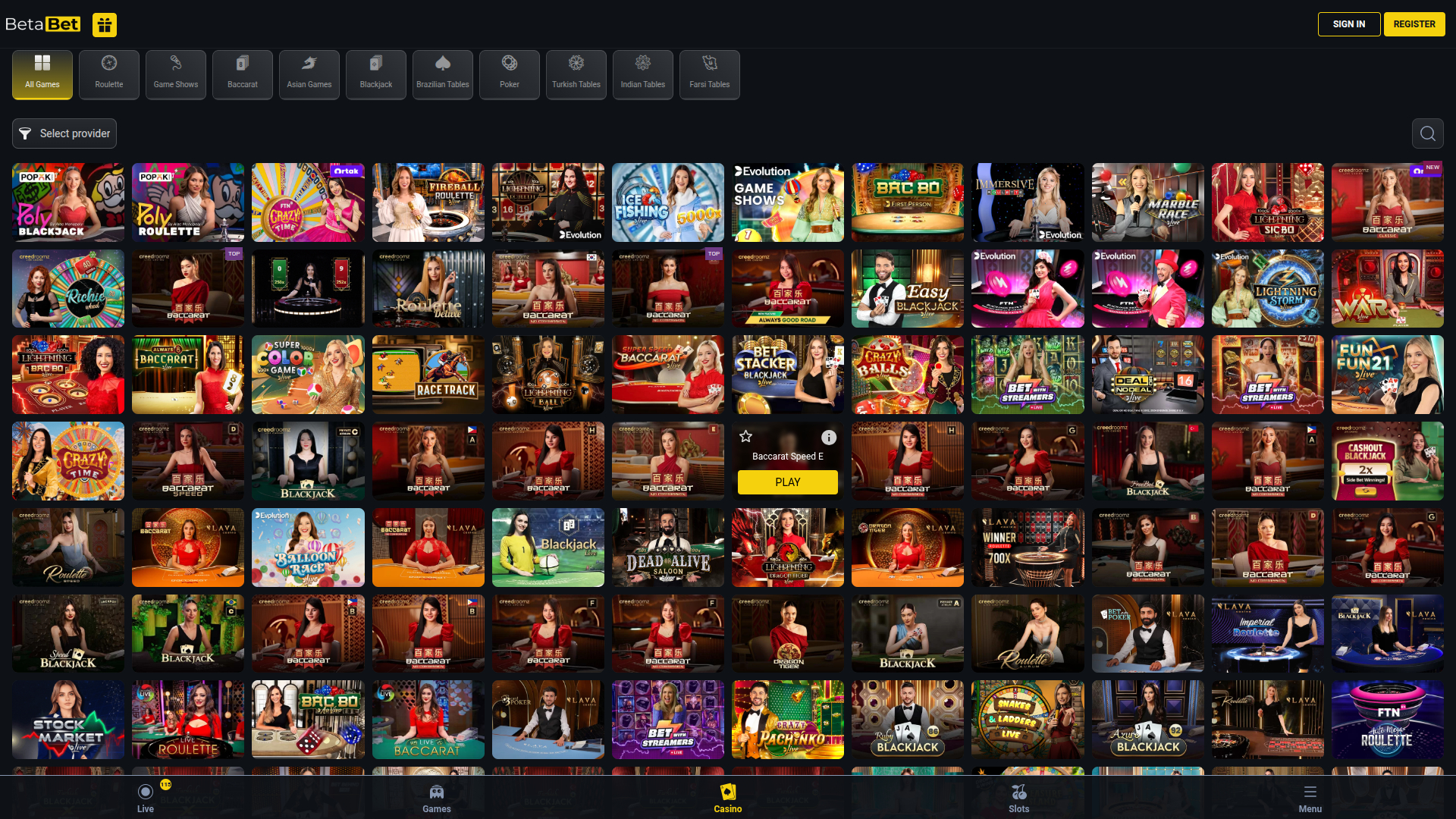 Croupier en direct de bureau de BetaBet Casino