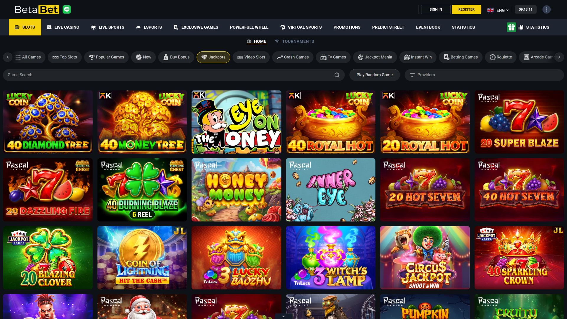 Джекпот BetaBet Casino Desktop