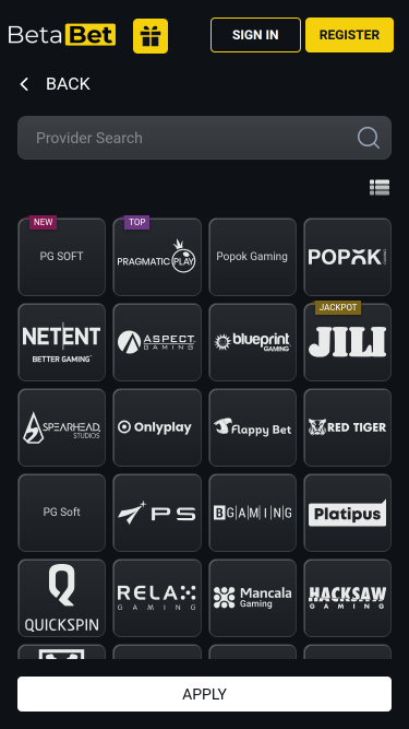 Développeurs de jeux mobiles de BetaBet Casino