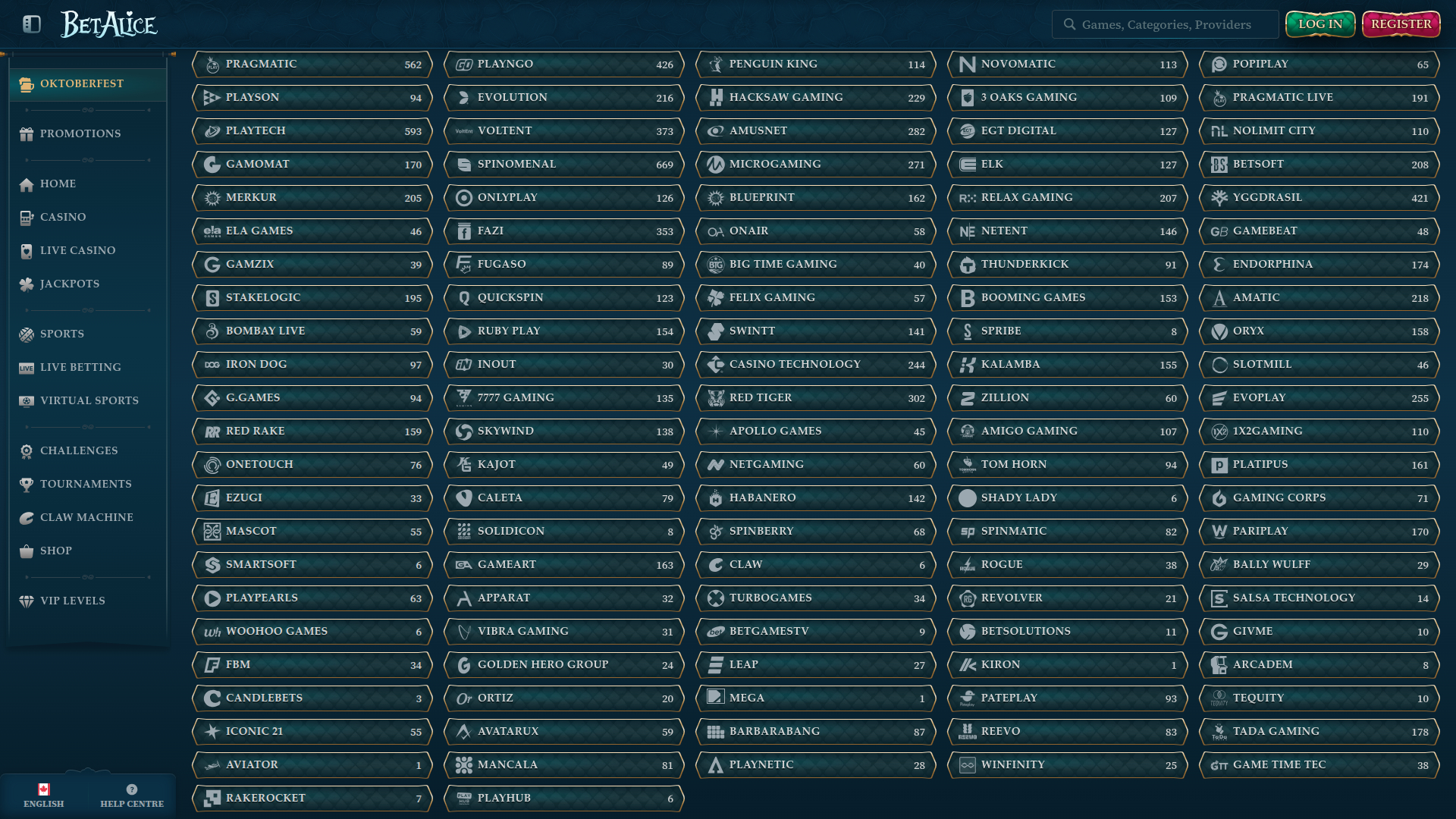 BetAlice Casino Desktop-Spielentwickler