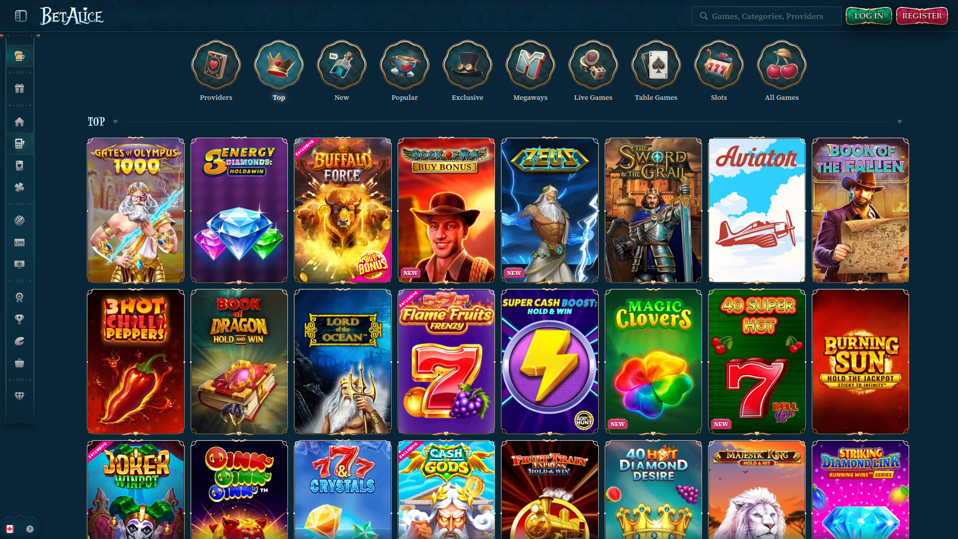 BetAlice Casino Desktop-Spiele