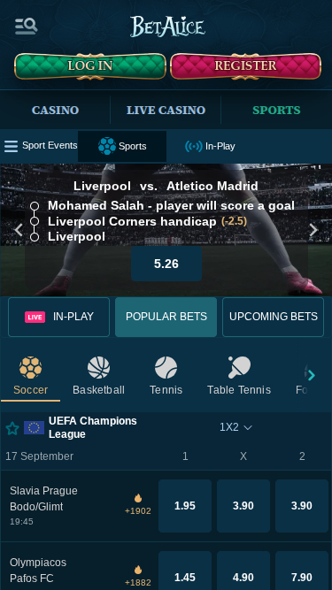BetAlice Casino mobile Sportwetten