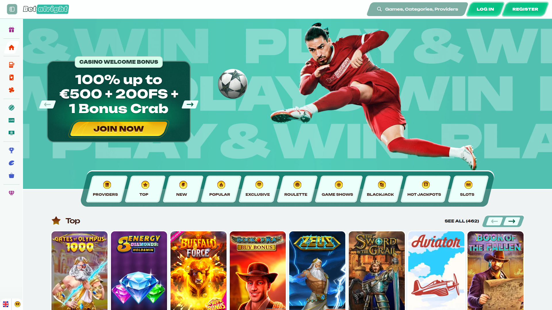 Betalright Casino Desktop-Startseite