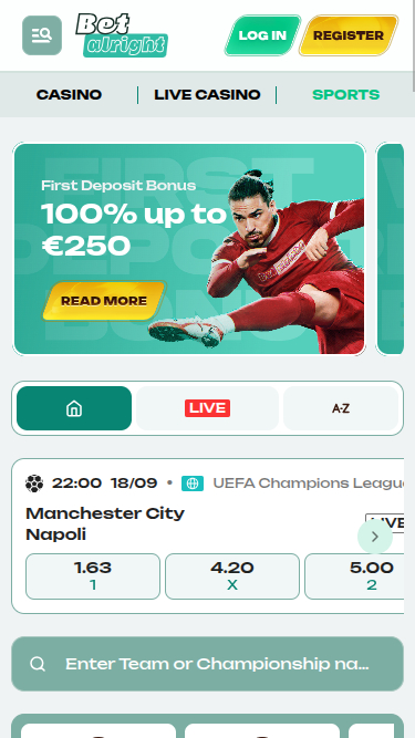 Betalright Casino mobile Sportwetten