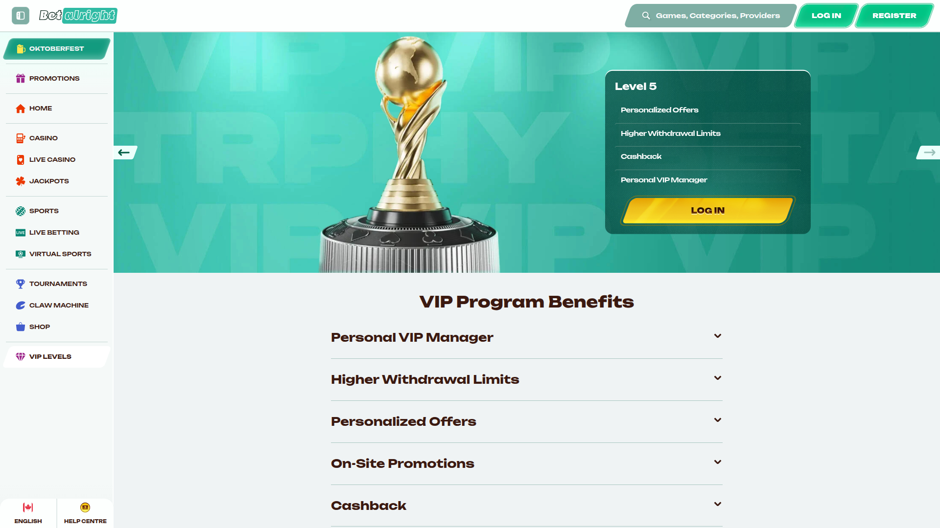 Betalright Casino Desktop VIP‑Programm