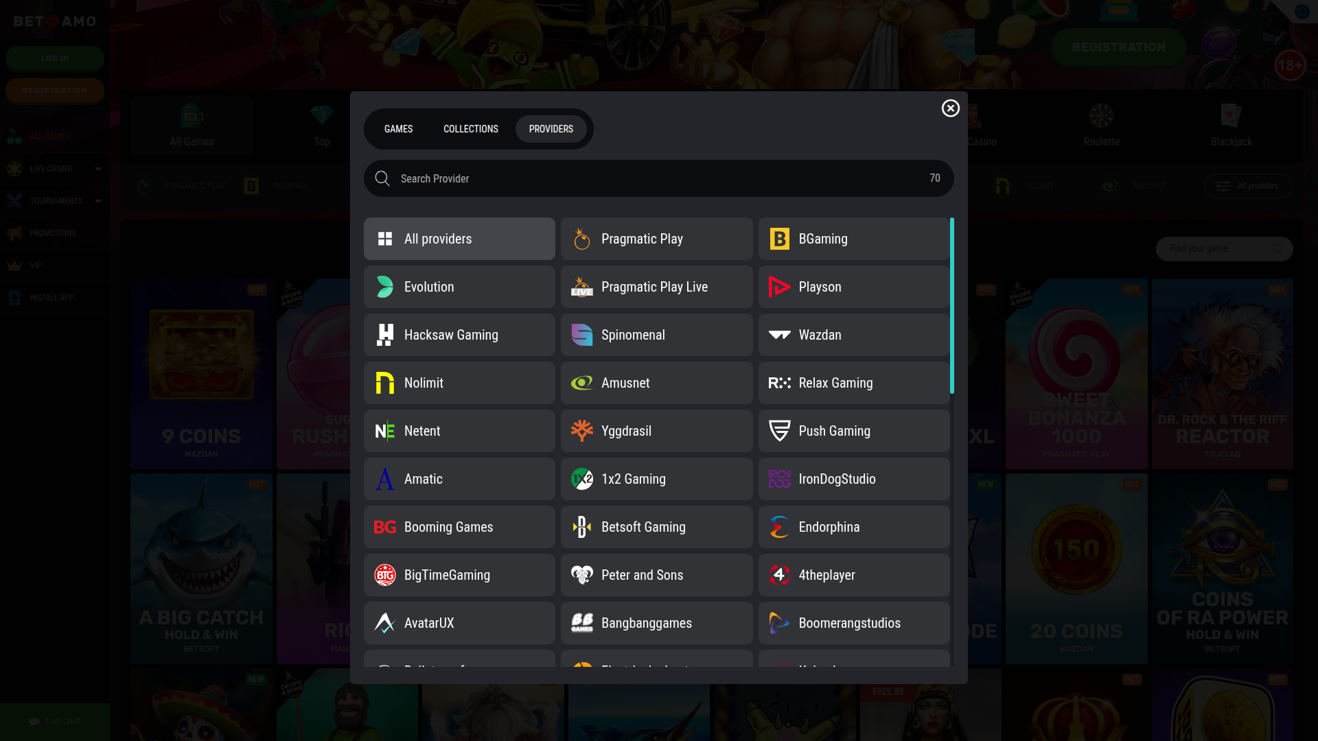Développeurs de jeux de bureau de Betamo Casino