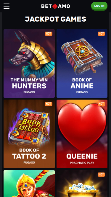 Jackpot mobile de Betamo Casino