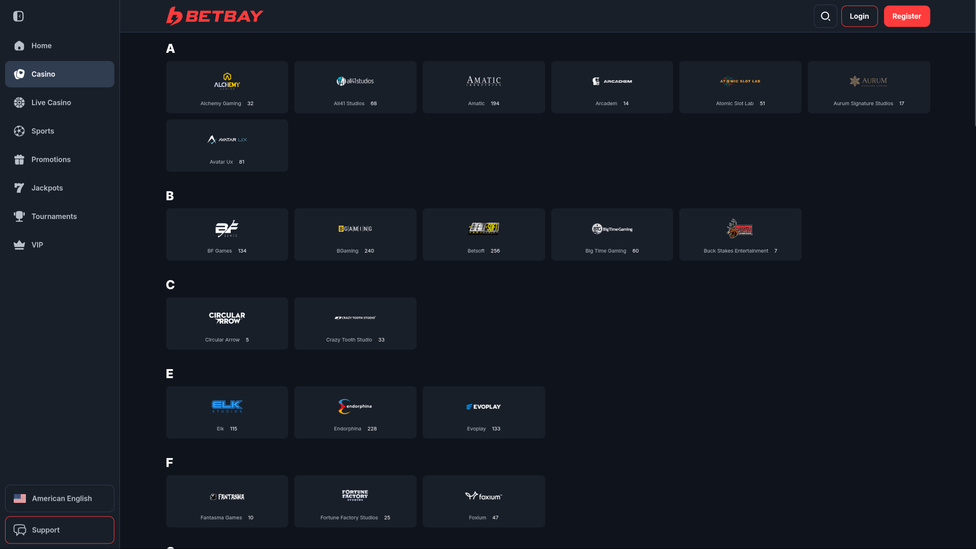 Sviluppatori di giochi per computer desktop di BetBay Casino