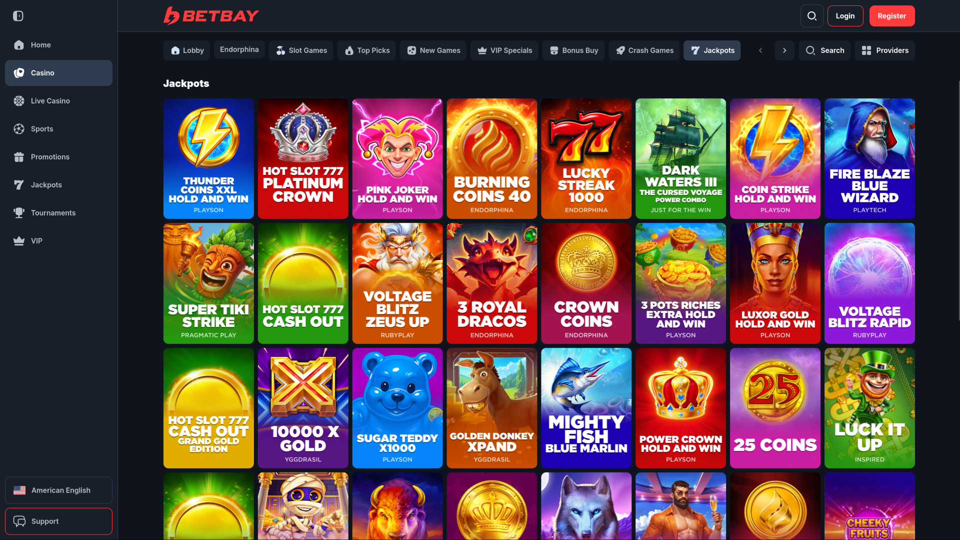 Jackpot da desktop del casinò BetBay