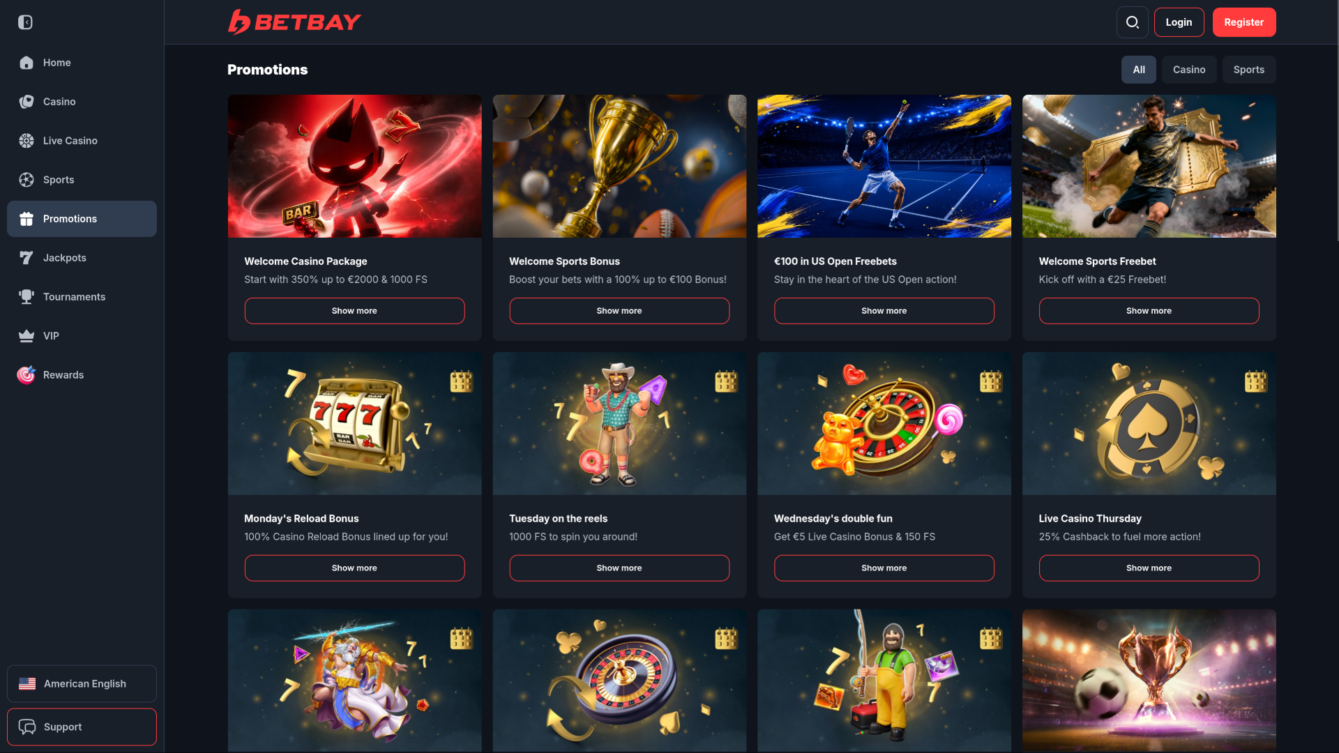 Promozioni per desktop del casinò BetBay