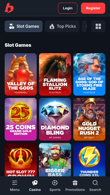 Giochi per dispositivi mobili del casinò BetBay