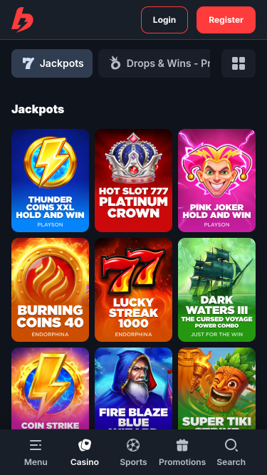 Jackpot mobile del casinò BetBay