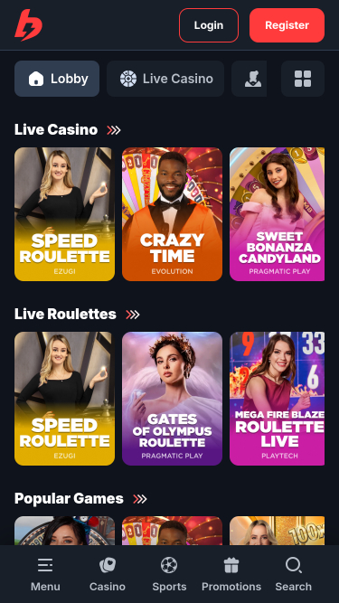 Casinò BetBay Mobile con croupier dal vivo