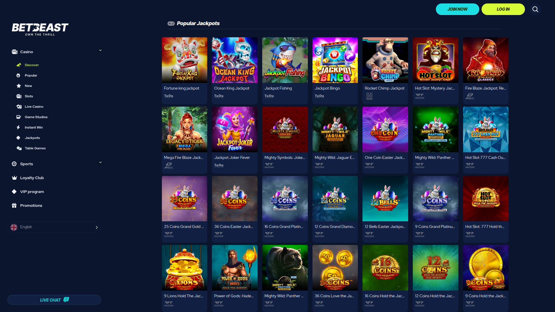 Jackpot sur ordinateur de BetBeast