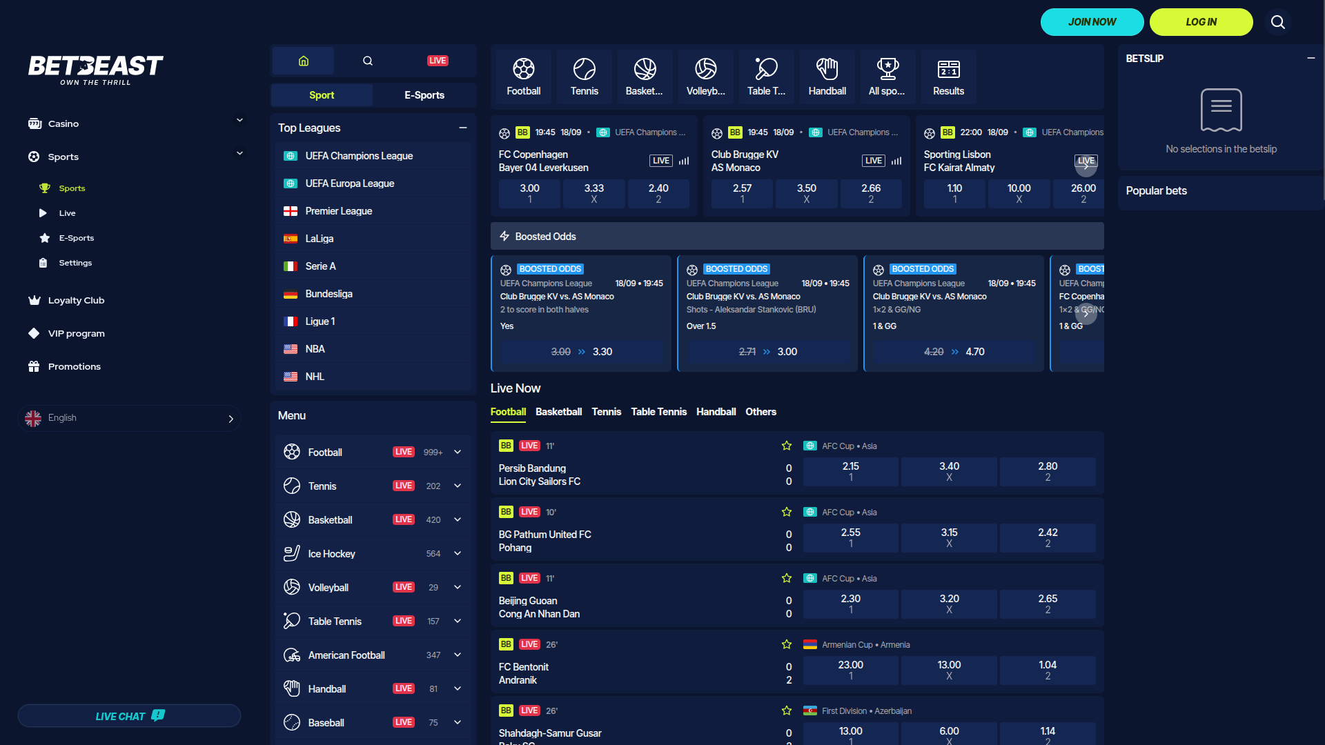 Sports sur ordinateur de BetBeast