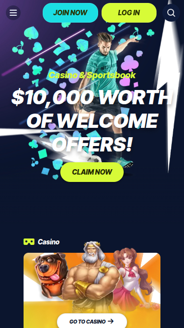 Page d'accueil mobile de BetBeast