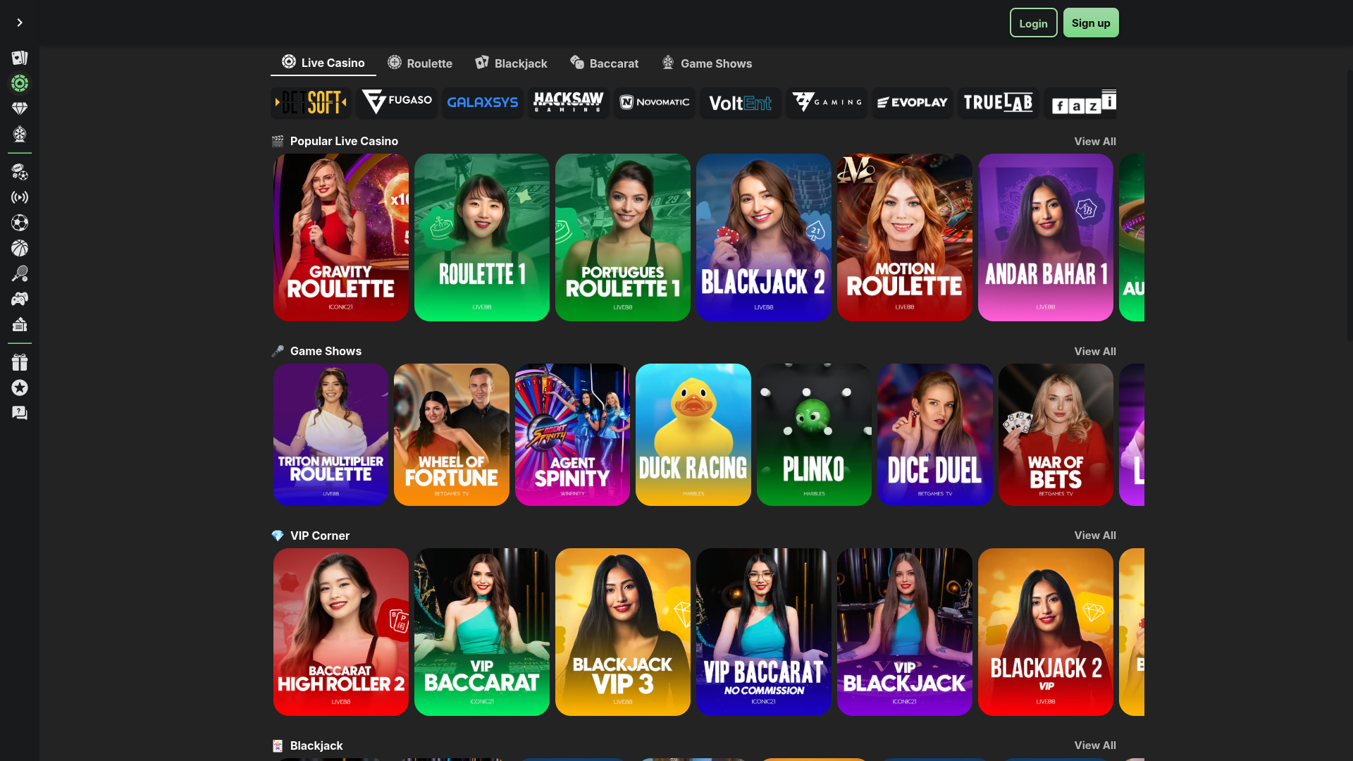 BetBlast Casino Desktop Live Dealer