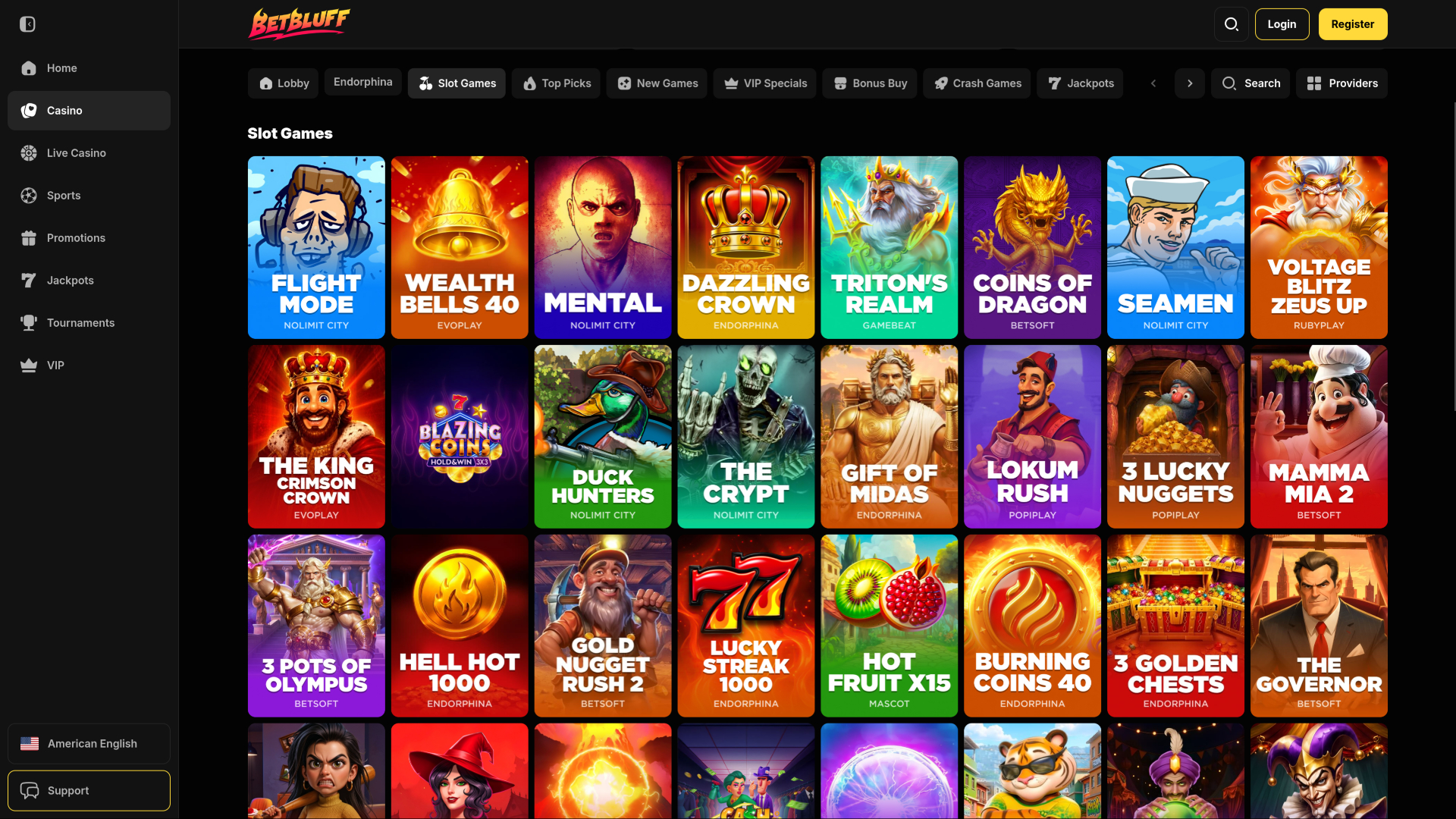 Giochi per desktop del casinò BetBluff