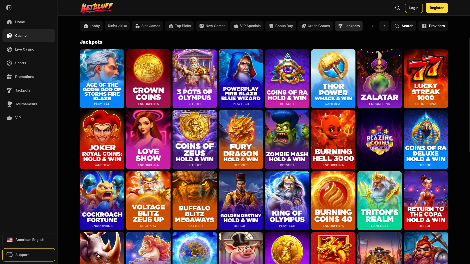 Jackpot da desktop del casinò BetBluff