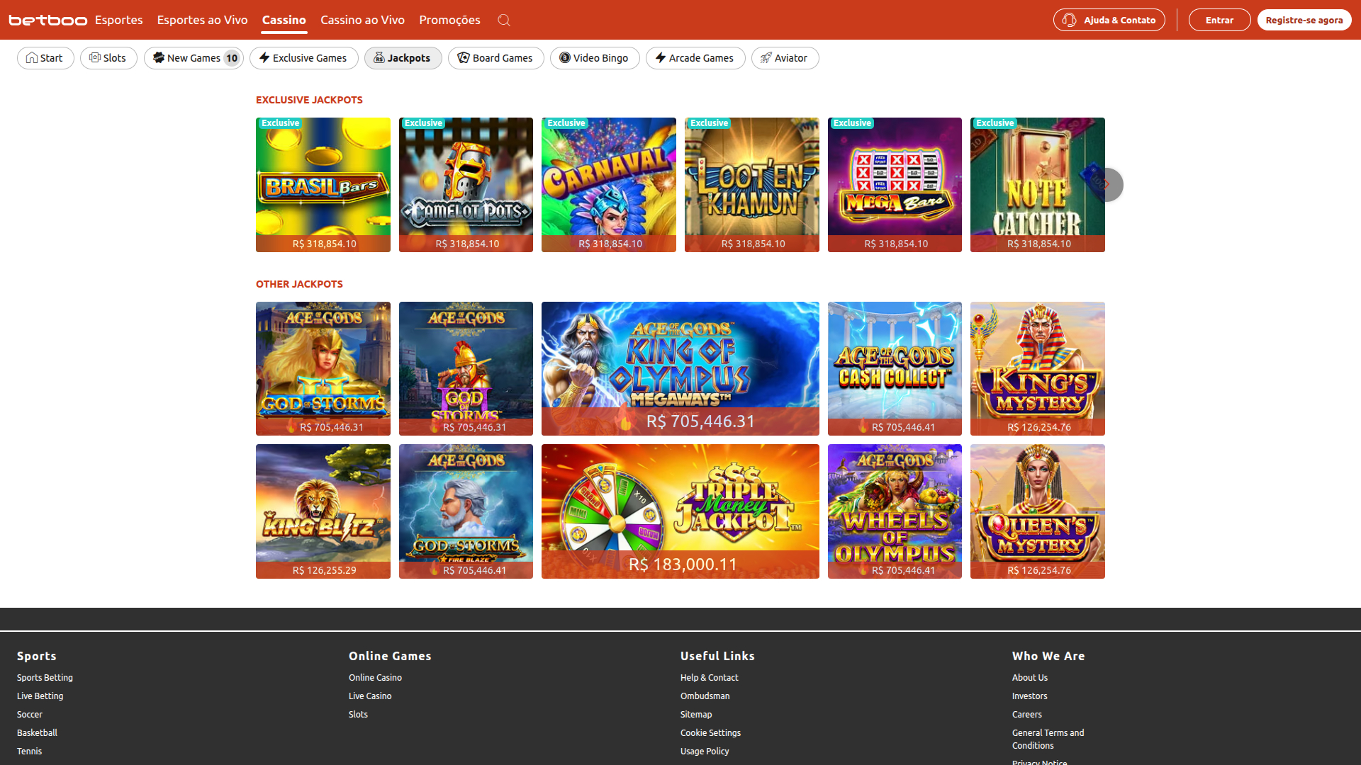 Jackpot desktop di Betboo Casino