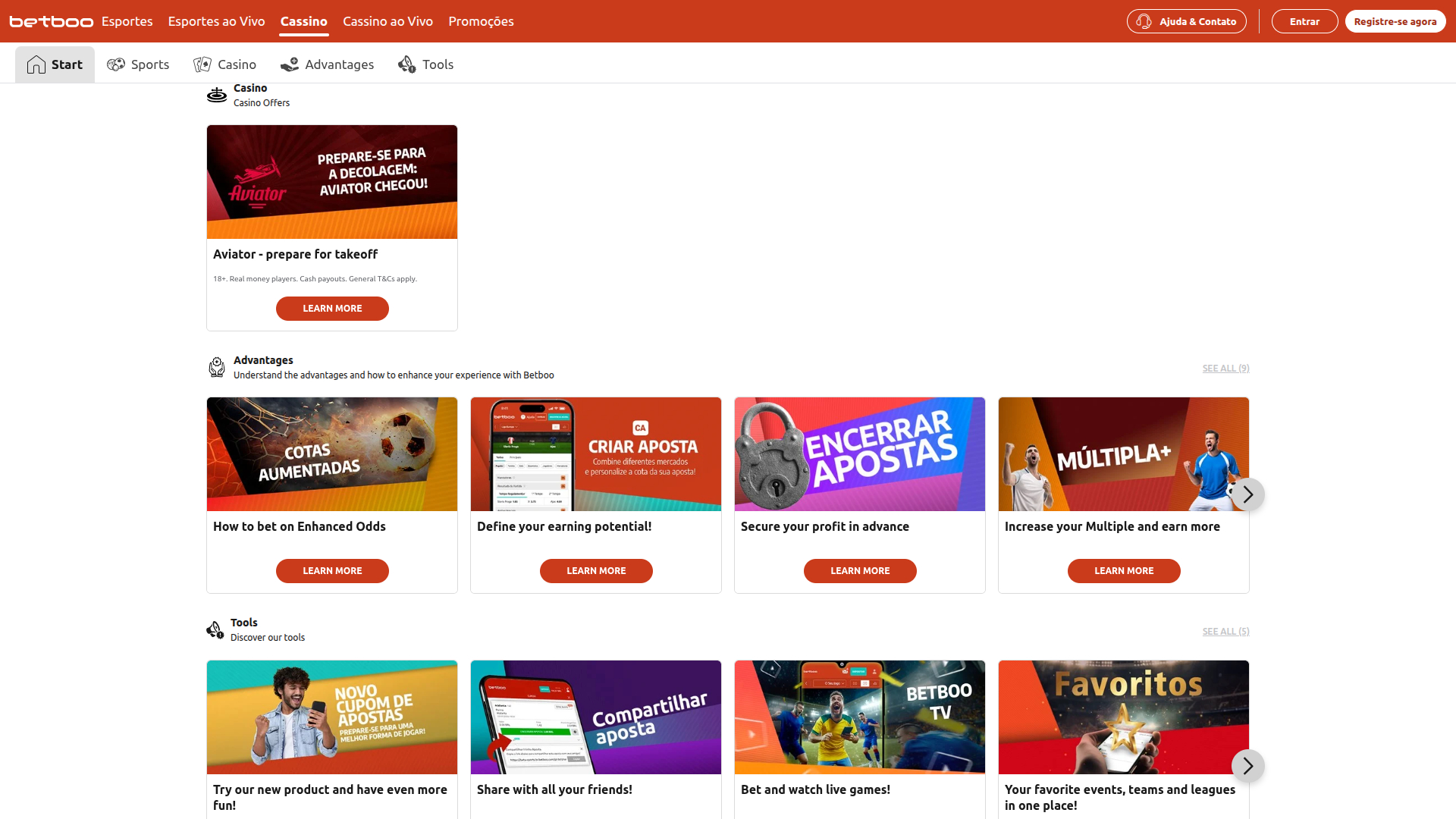 Promozioni desktop di Betboo Casino