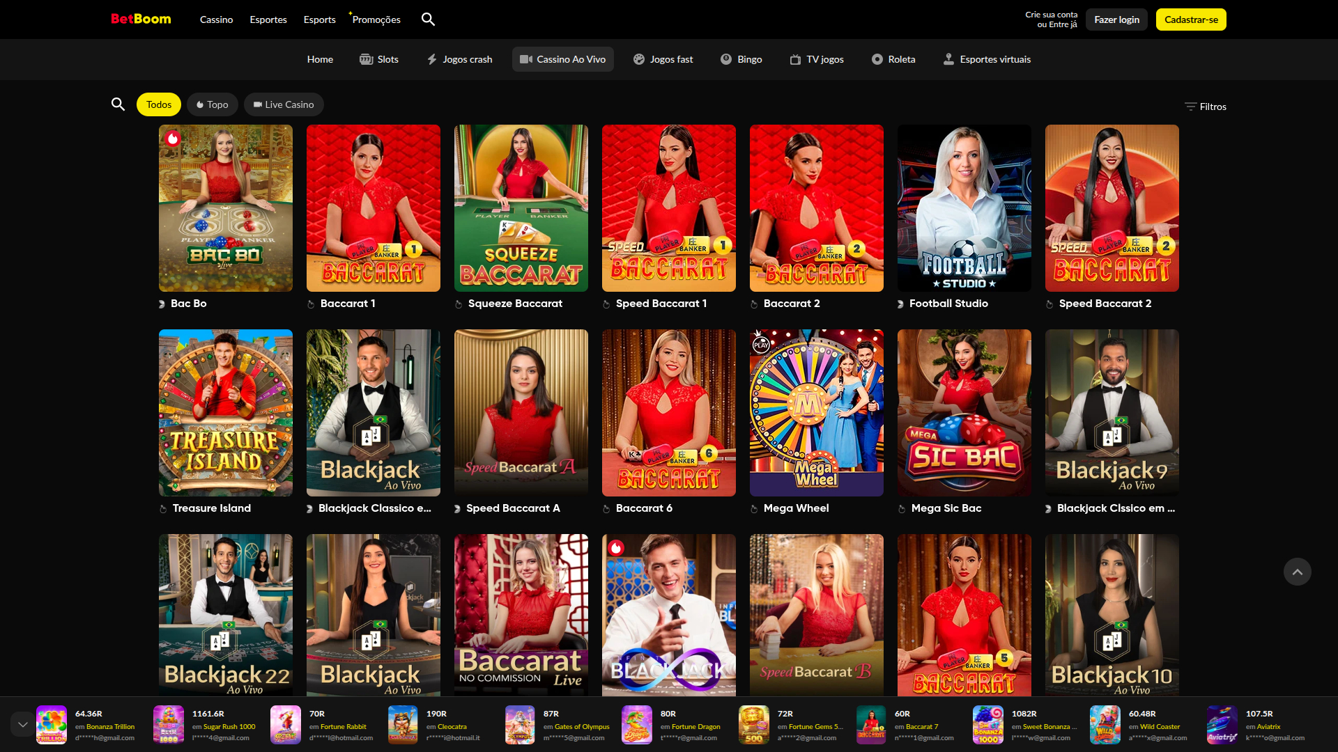 BetBoom Casino Desktop Live Dealer