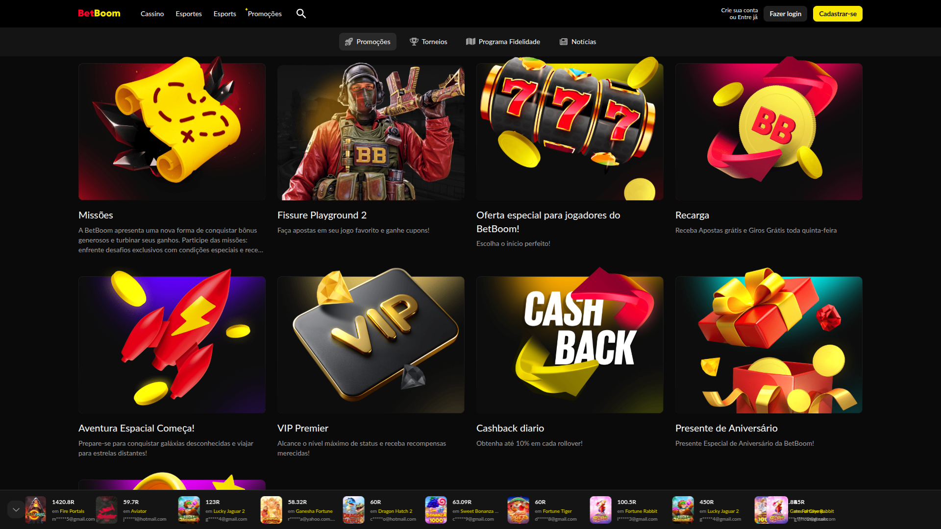 BetBoom Casino Desktop Promotions