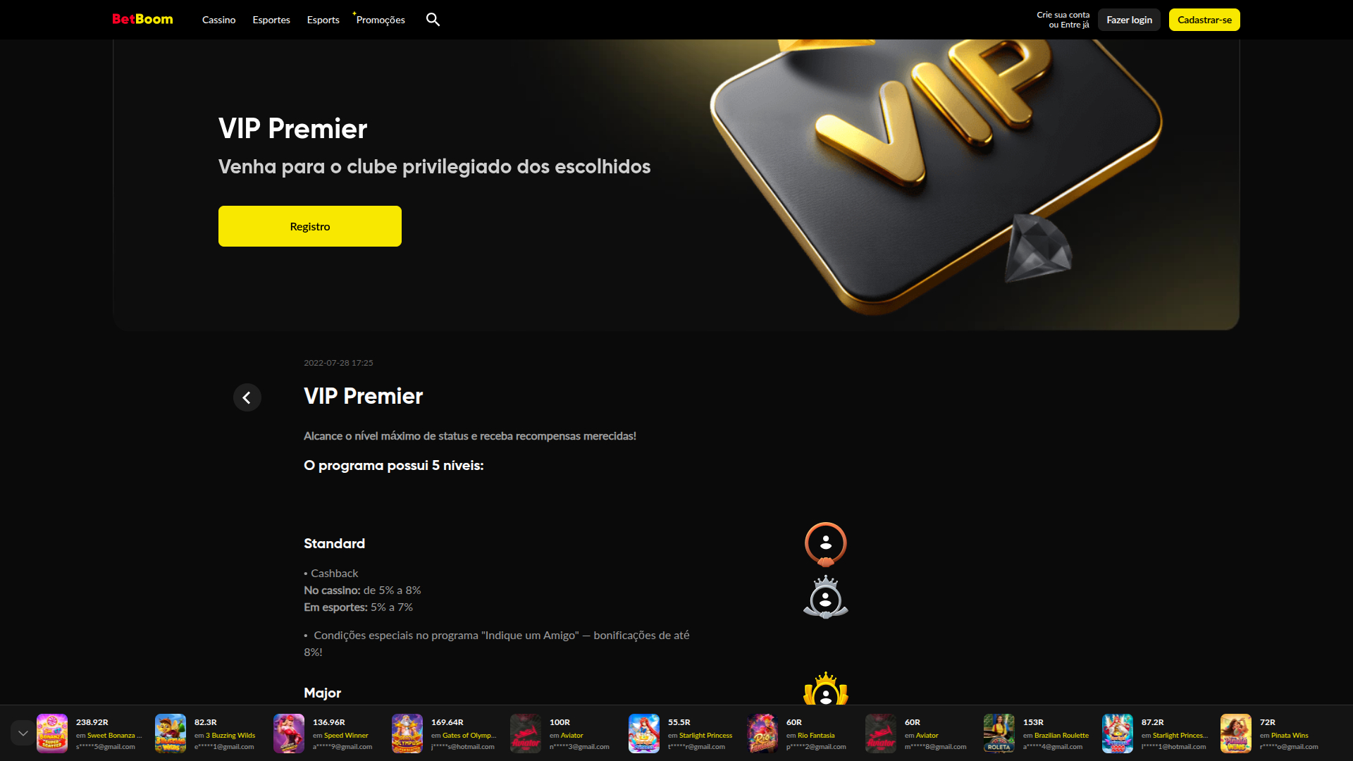 BetBoom Desktop VIP Program