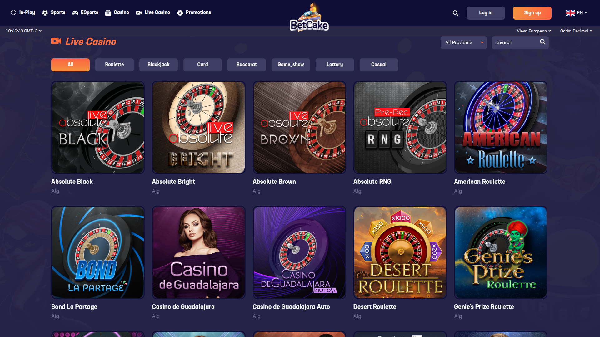 Crupier en vivo de escritorio de BetCake Casino