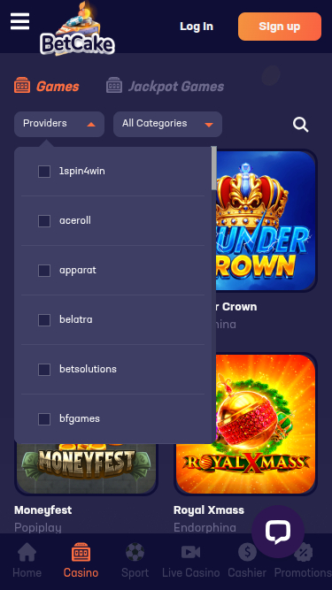 Desarrolladores de juegos móviles de BetCake Casino
