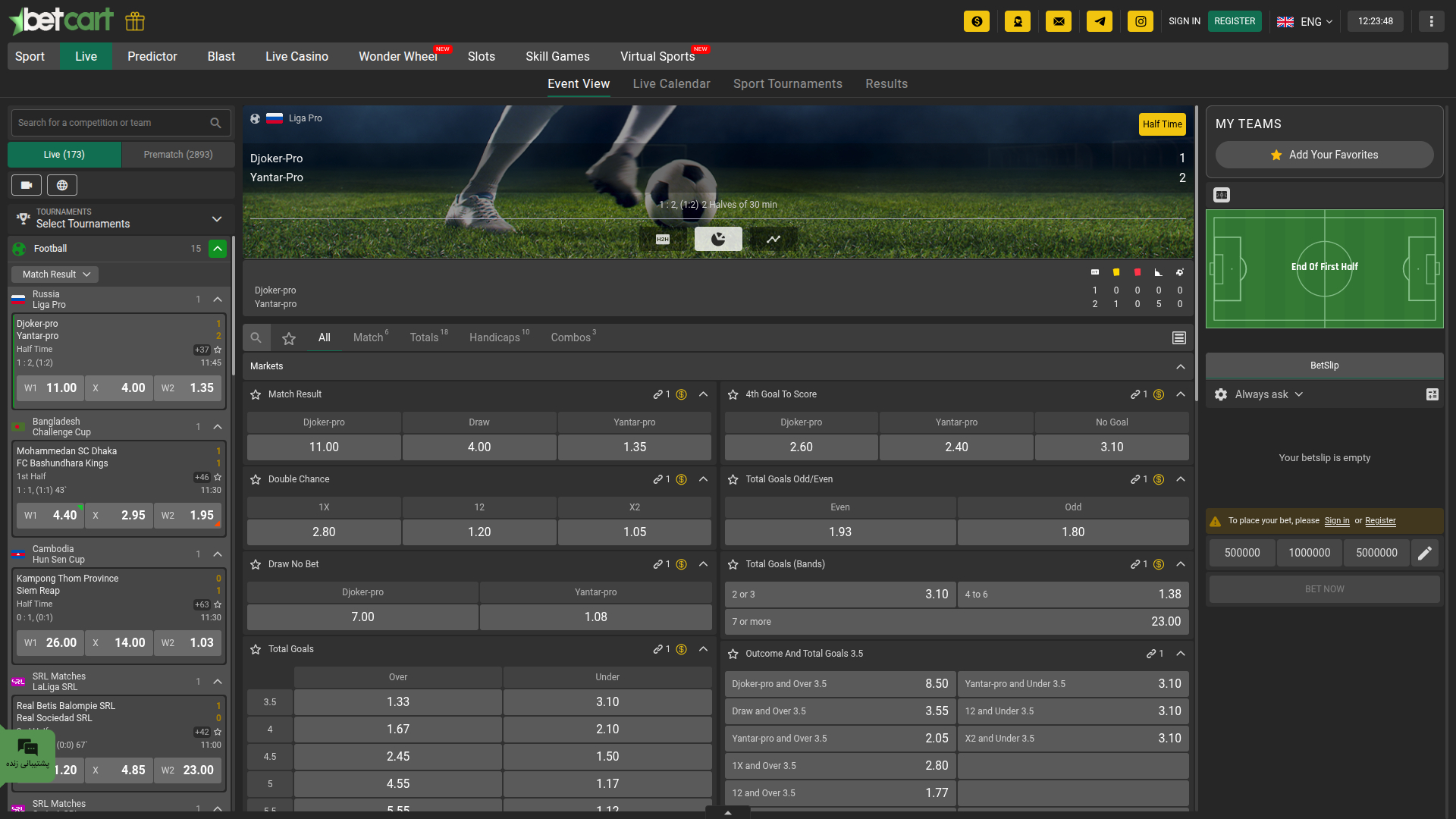 Sports de bureau de Betcart Casino