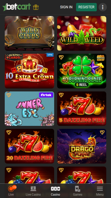 Jackpot mobile de Betcart Casino
