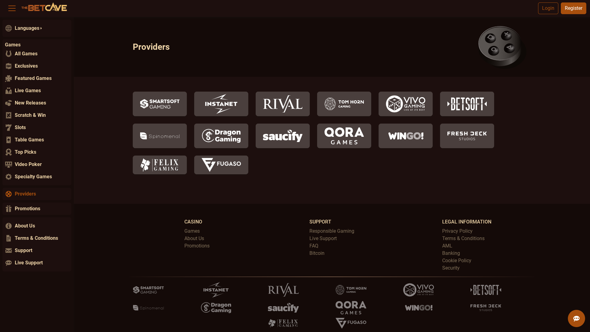 Développeurs de jeux de bureau de BetCave Casino