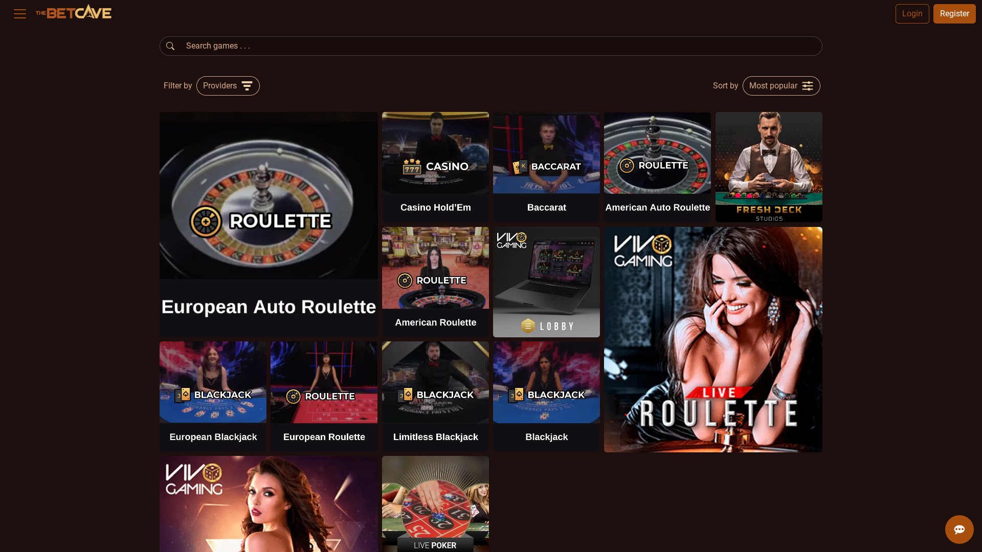 Croupier en direct de bureau de BetCave Casino