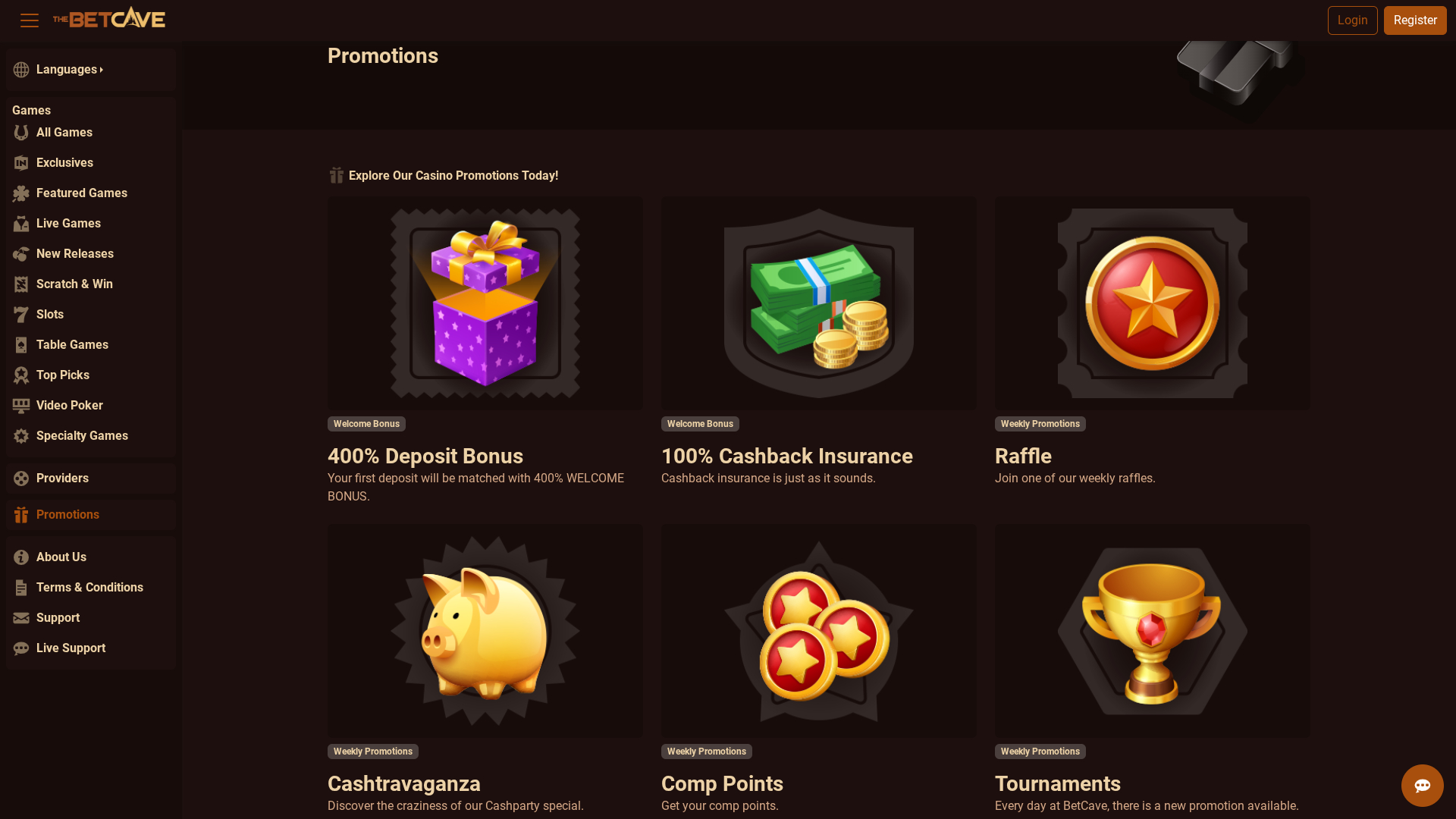 Promotions de bureau de BetCave Casino