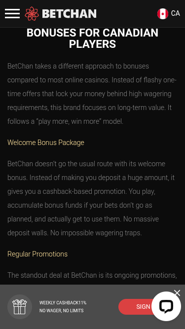 Betchan Casino Mobile Promotions