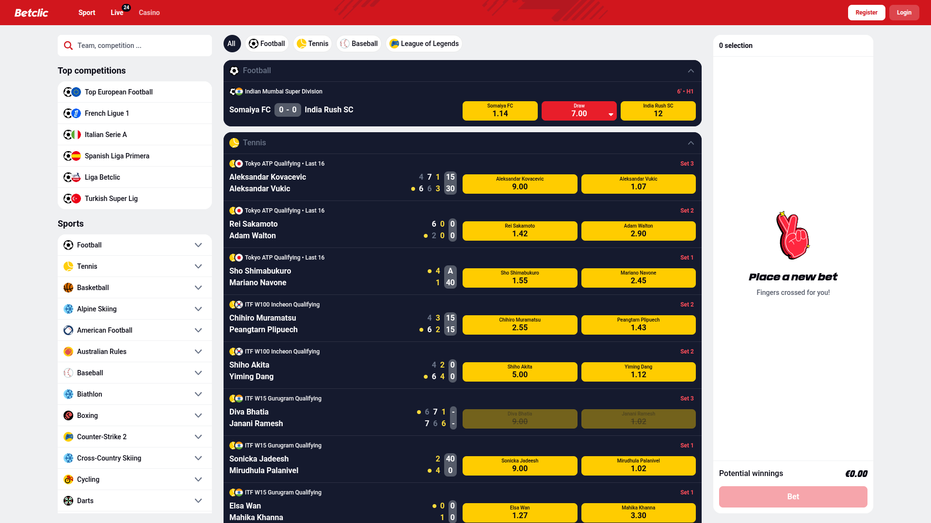 Betclic Casino Desktop Sports